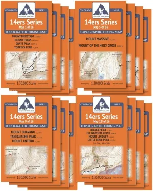 Colorado 14ers Complete 16 Map Pack - All 58 Colorado Fourteeners