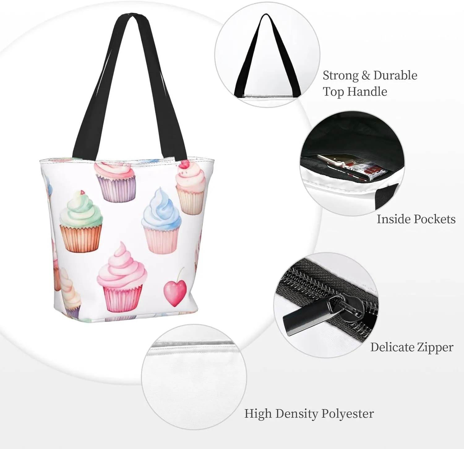 Colored Dessert Women'S Multi-Faceted Shopping Bag, Lightweight, Large Capacity, Very Suitable For Daily Use