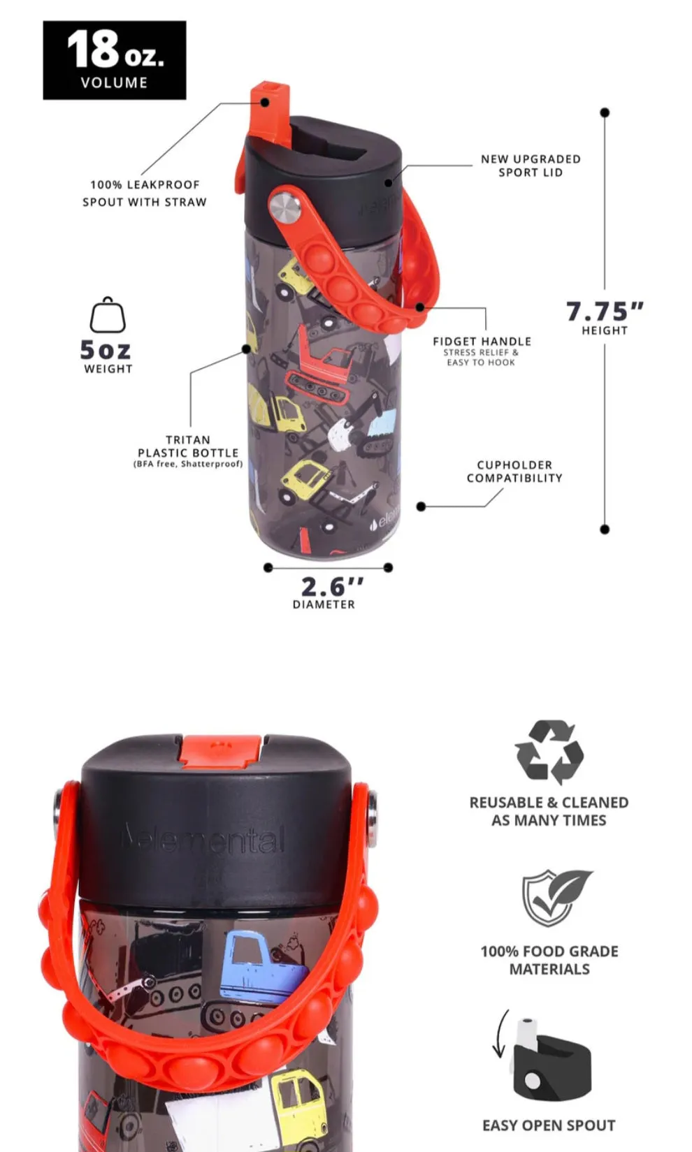 Construction 18oz Splash Pop Elemental Bottle