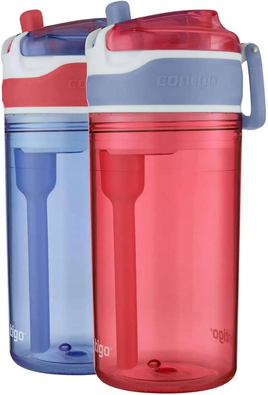 Contigo Snack Hero 2-in-1 Bottle Set - 4oz Snack Compartment & 13oz Spill-Proof Water Bottle - Red & Blue
