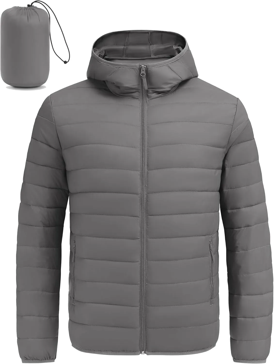 COOFANDY Mens Packable Puffer Jacket Lightweight Hooded Insulated Winter Coat Windproof Zipper Down Jacket