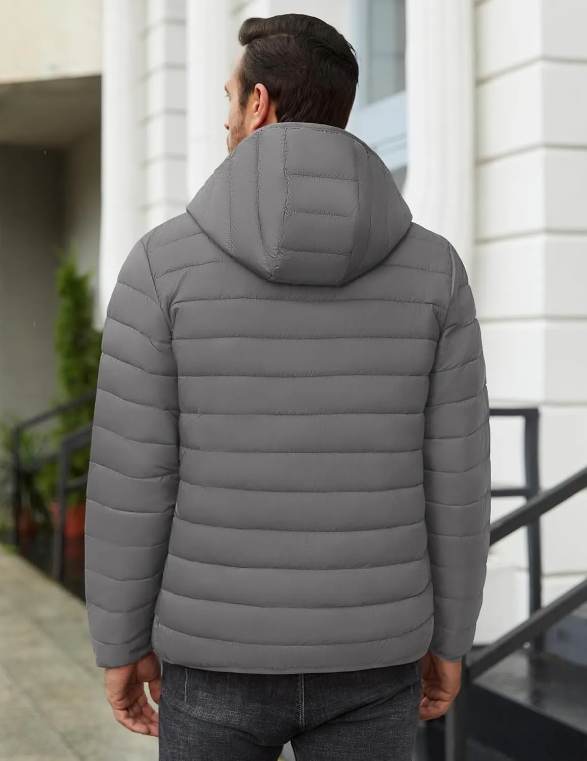 COOFANDY Mens Packable Puffer Jacket Lightweight Hooded Insulated Winter Coat Windproof Zipper Down Jacket