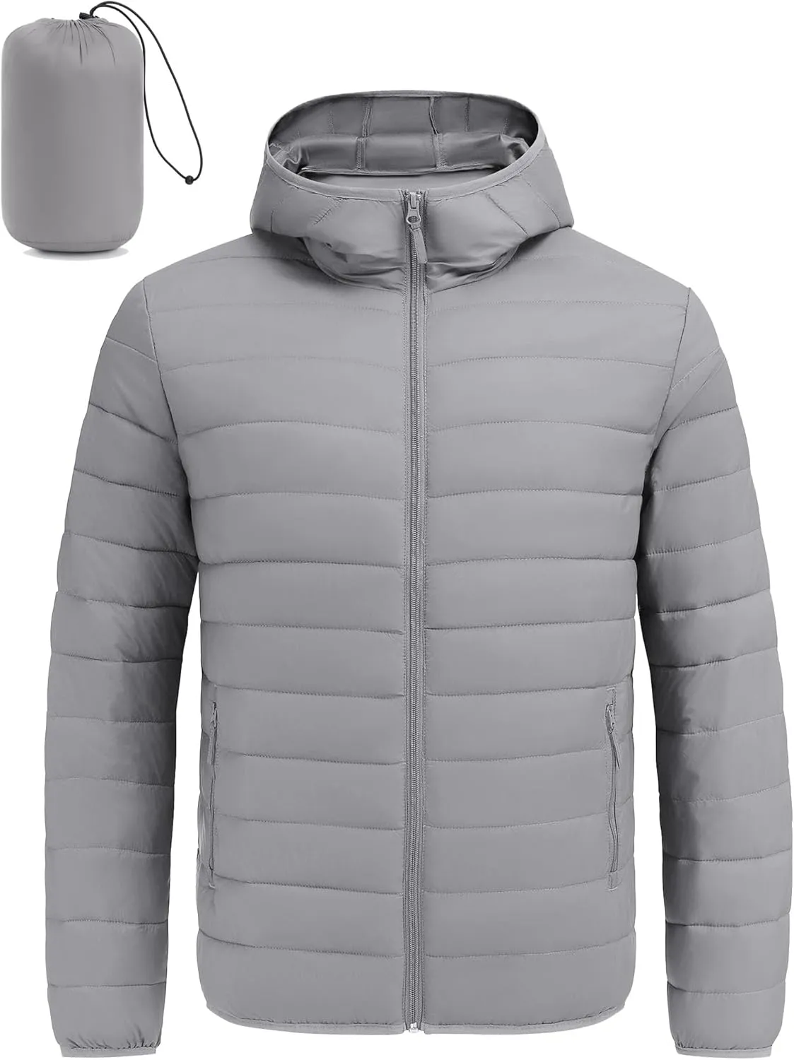COOFANDY Mens Packable Puffer Jacket Lightweight Hooded Insulated Winter Coat Windproof Zipper Down Jacket