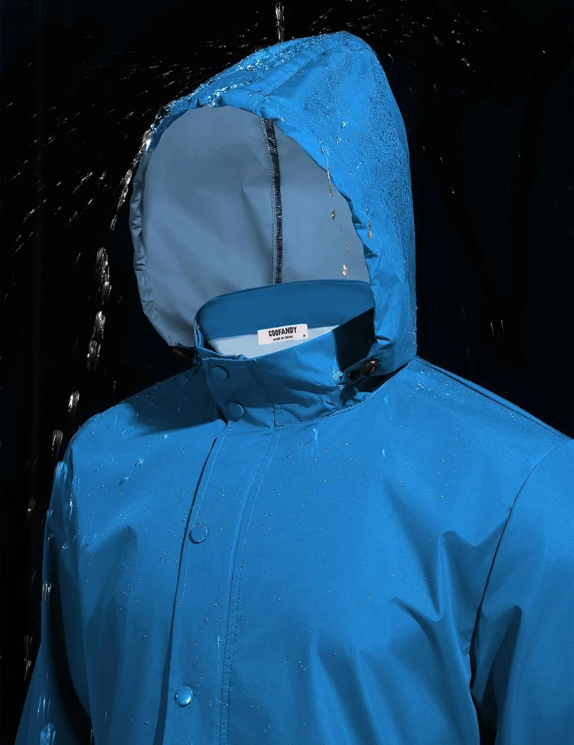 COOFANDY Men's Rain Jacket Waterproof Packable Raincoat Lightweight Windbreaker with Hood for Hiking Cycling
