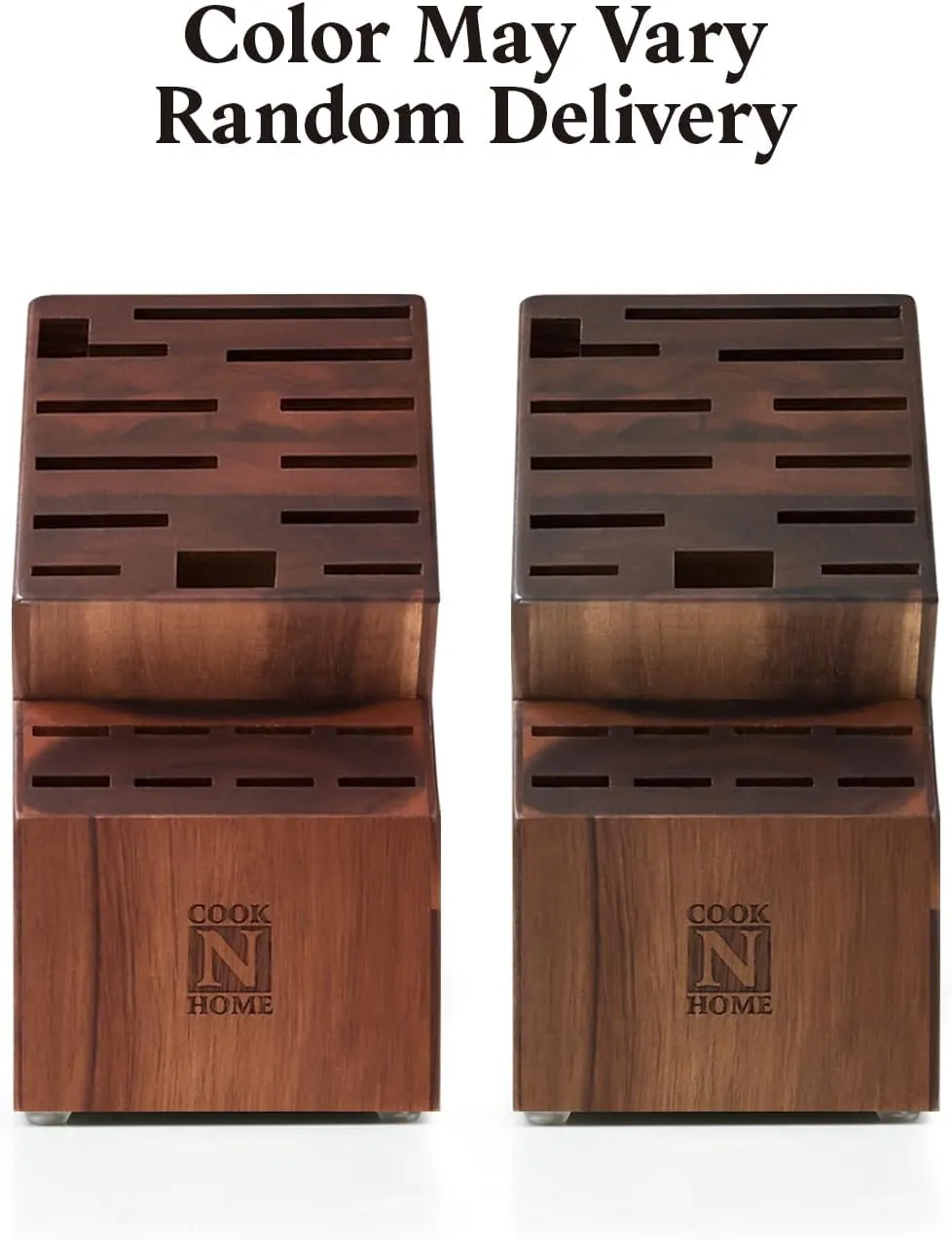 Cook N Home Acacia Wood Knife Storage Block without Knives, 20 Slot Universal Knife Holder Countertop Butcher Block Knife Stand for Easy Kitchen Storage