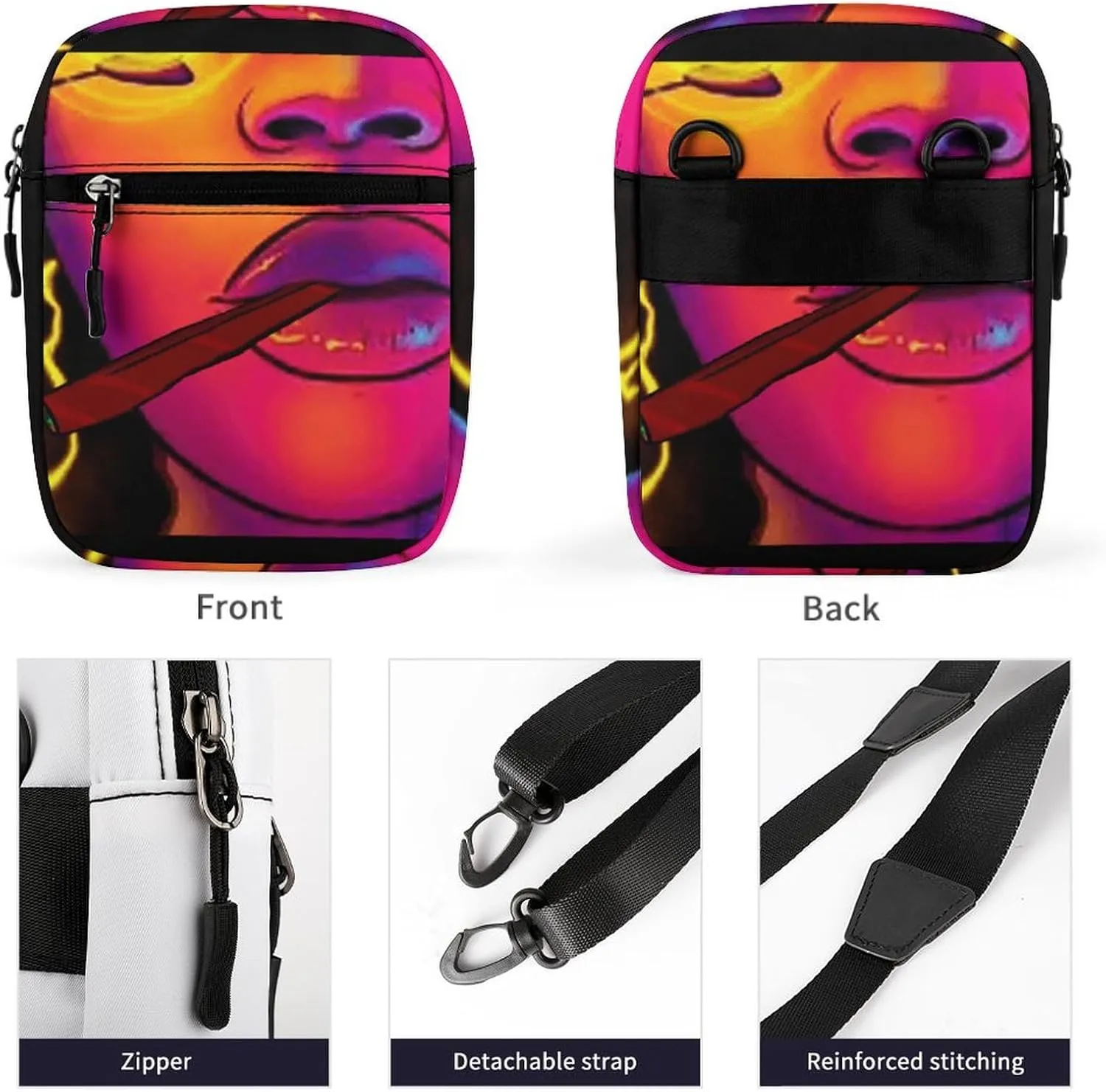 Cool Girl Psychedelic Art Crossbody Bag Small Shoulder Bag Waterproof, Lightweight And Convenient
