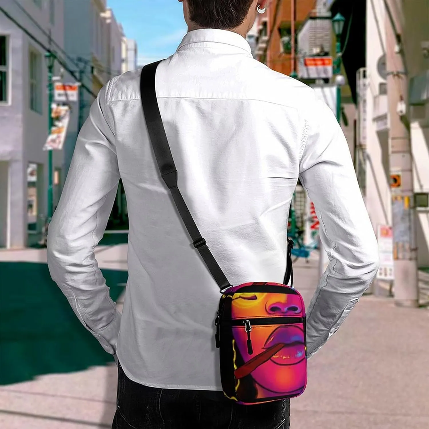 Cool Girl Psychedelic Art Crossbody Bag Small Shoulder Bag Waterproof, Lightweight And Convenient