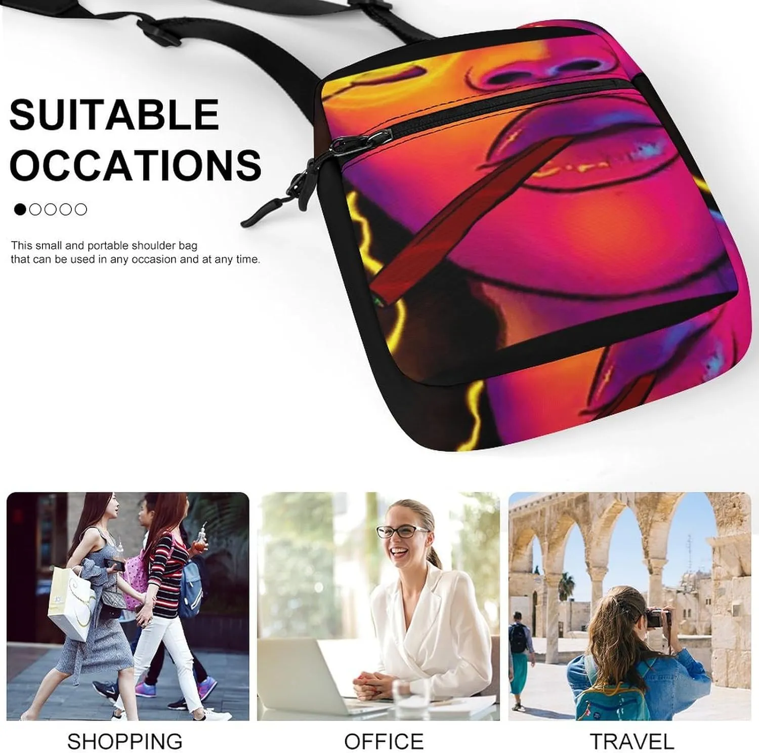 Cool Girl Psychedelic Art Crossbody Bag Small Shoulder Bag Waterproof, Lightweight And Convenient