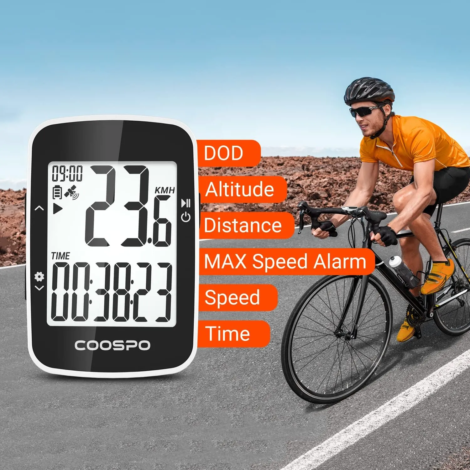 COOSPO GPS Bike Computer BC26, Wireless Cycling Computer with Automatic Backlight, GPS Bicycle Speedometer Odometer with Waterproof and 25H Long Battery, Support Bluetooth Sync with Strava