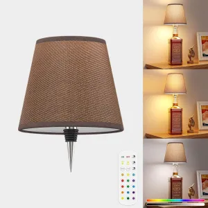 Cordless Bottle Lamp Shade Wireless RGB LED Wine Bottle Lamp with 3 Color Temperature 5000mAh Battery Portable Table Lamp for Indoor Outdoor Dining Bedroom with Remote (Brown, 1 Pack)