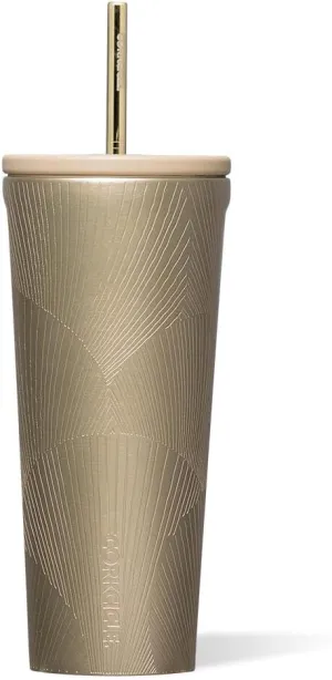 Corkcicle Cold Cup Insulated Tumbler with Lid and Straw, Champagne Dreams, 24 oz – Reusable Water Bottle Keeps Beverages Cold for 12hrs, Hot 5hrs – Cupholder Friendly Tumbler, Lid for Flexible Sipping