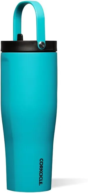 Corkcicle Go Cup XL Insulated Tumbler with Lid and Straw, Capri Blue, 30 oz – Reusable Water Bottle Keeps Beverages Cold for 12hrs – Cupholder Friendly Tumbler, Leak-Proof Design