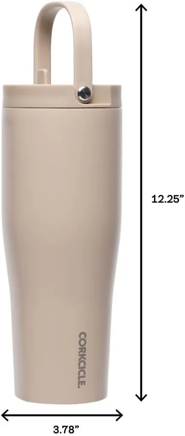 Corkcicle Go Cup XL Insulated Tumbler with Lid and Straw, Desert, 30 oz – Reusable Water Bottle Keeps Beverages Cold for 12hrs – Cupholder Friendly Tumbler, Leak-Proof Design