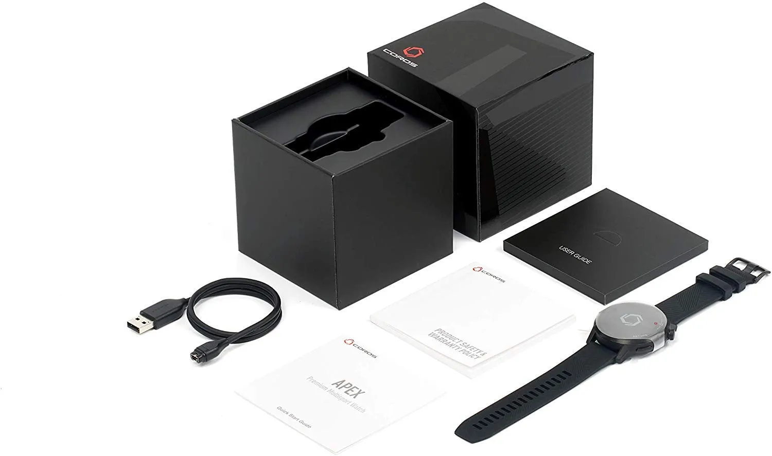 Coros APEX Premium Multisport Watch with Wearable4U Compact Power Bank Bundle (42mm, Black/Gray)