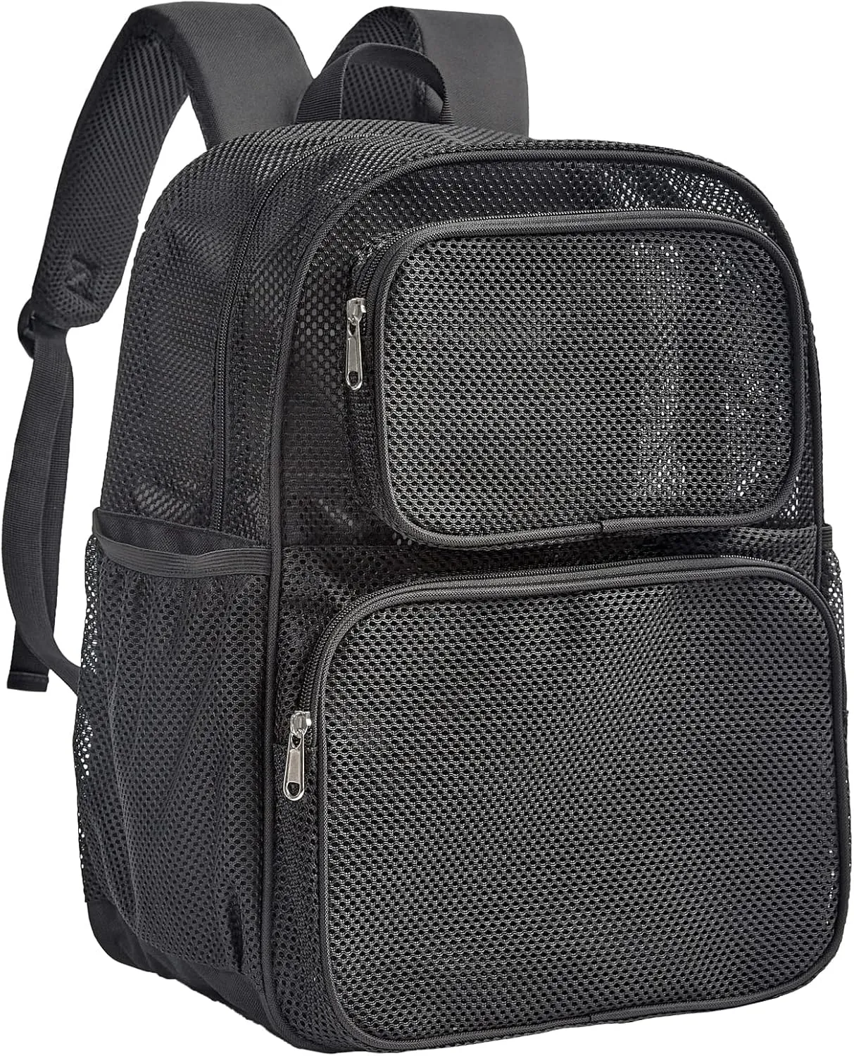 COVAX Large Mesh Backpack, Semi-transparent College Backpack, See Through Mesh Bookbag with Bungee and Comfort Padded Straps for Travel, Swimming, Beach, Outdoor Sports