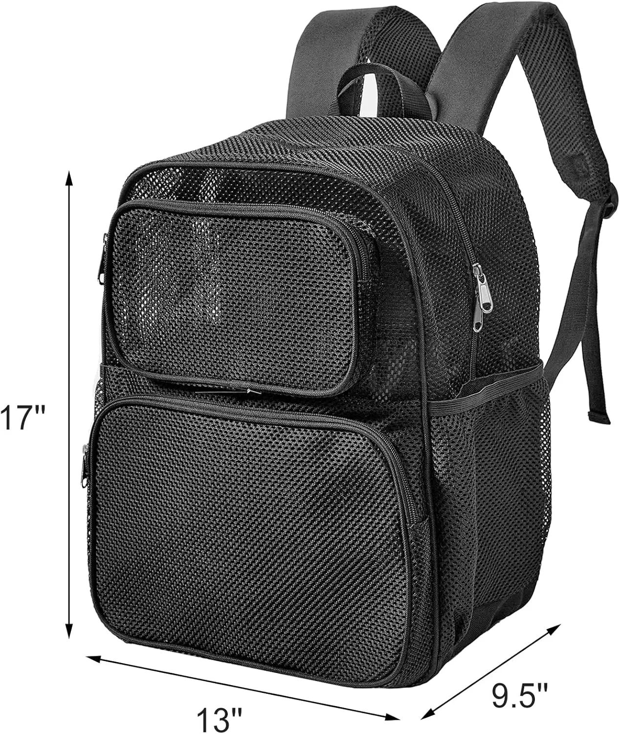 COVAX Large Mesh Backpack, Semi-transparent College Backpack, See Through Mesh Bookbag with Bungee and Comfort Padded Straps for Travel, Swimming, Beach, Outdoor Sports