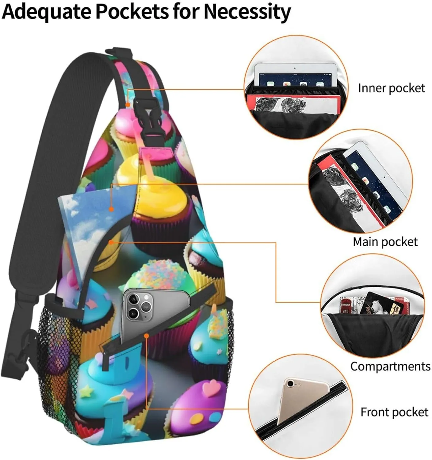 Cow Black Spot Unisex Crossbody Backpack Travel Hiking Casual Chest Bags Lightweight Fashion