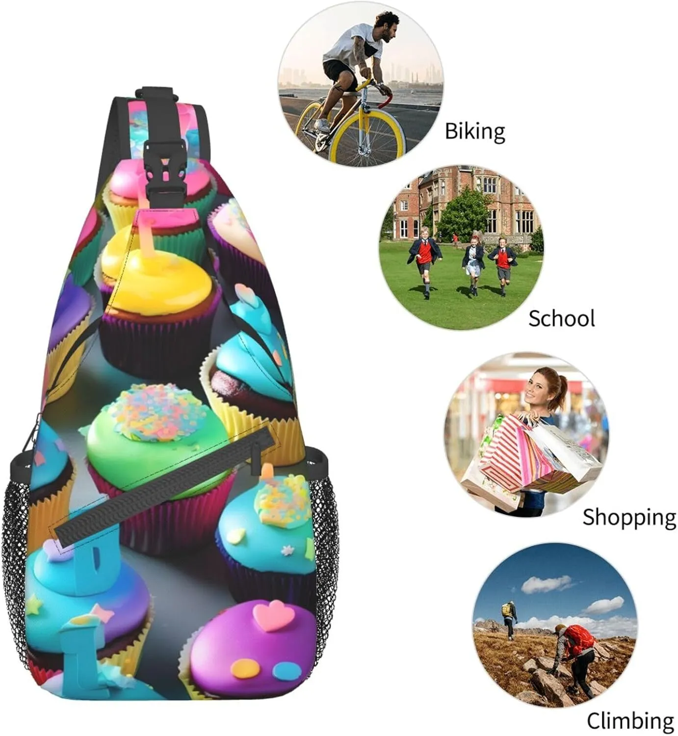 Cow Black Spot Unisex Crossbody Backpack Travel Hiking Casual Chest Bags Lightweight Fashion