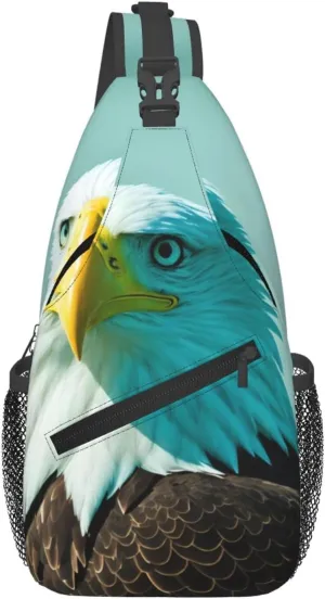 Cross Chest Bag Diagonally for Men and Women - Lightweight and Durable with High Storage Capacity Brave Eagle Prints, Black, One Size