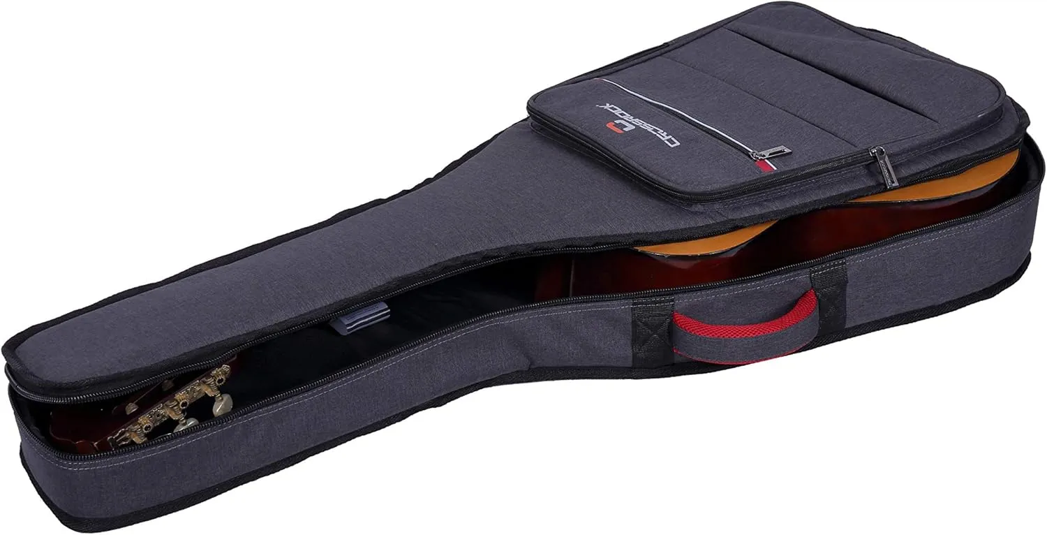 Crossrock CRSG107C Full Size Classical Guitar Bag, 10mm Padding, Backpack Available，Dark Grey (CRSG107CGR)