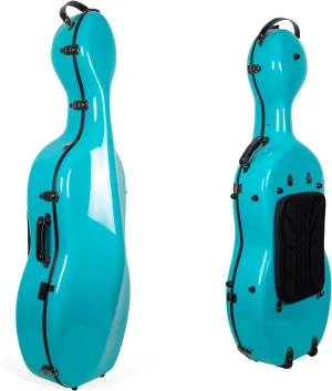 Crossrock Fiberglass Cello Case with Wheels - Fits 4/4 Full Size Cello - Includes Padded Music Pouch, 3 Handles, Removable Shoulder Straps- Mint Blue (CRF2020CEFMB)