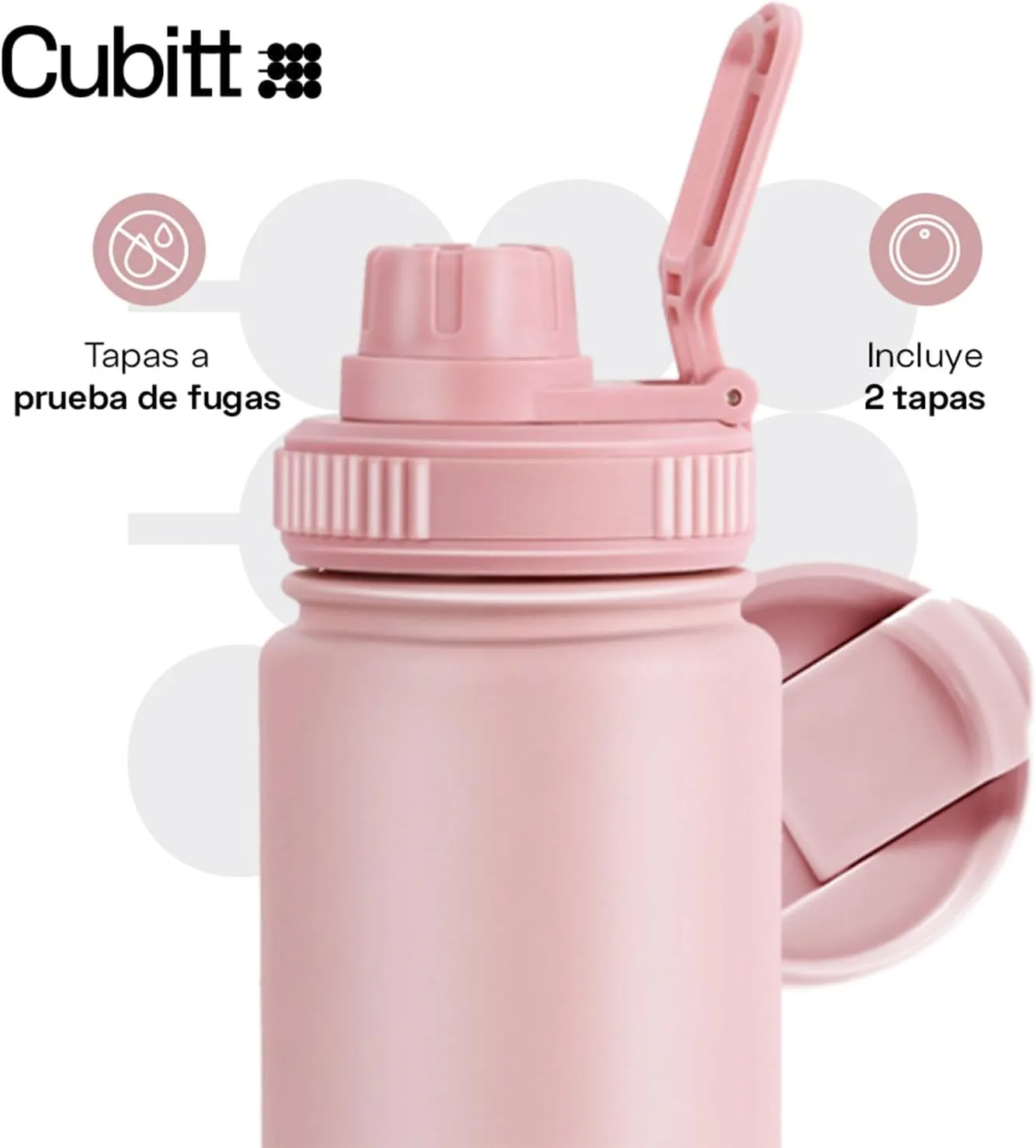 Cubitt Insulated Sports Hydro Water Bottle 24 oz, 2 Lids (Coffee Lid and Wide Mouth Twist Sports Lid), Stainless Steel, Double Walled. Cold for up to 24 hours, Hot for up to 12 hours
