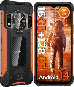 CUBOT KingKong ACE2 Rugged Phone Unlocked, 16GB RAM 128GB ROM/TF 1TB Cell Phone, 6.56'' 90Hz 1.32''Dual Screen, 5100mAh Battery Smartphone, 48MP Camera, 4G Dual SIM Android14 Phone, IP68/IP69K/NFC/GPS
