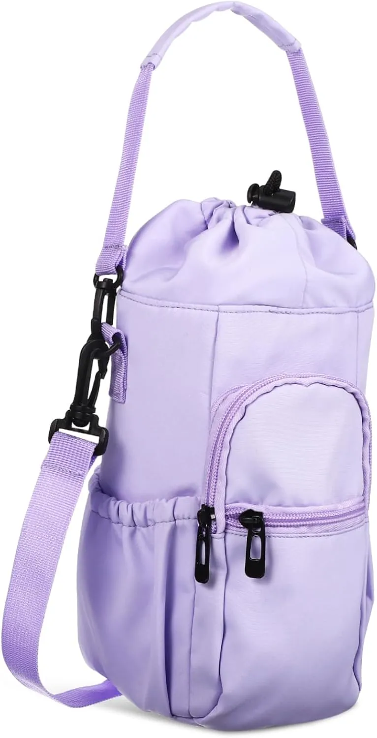 Cup Cover Bag Insulated Water Bottle Pouch Portable Shoulder Strap Handle and Pockets Outdoor Friendly