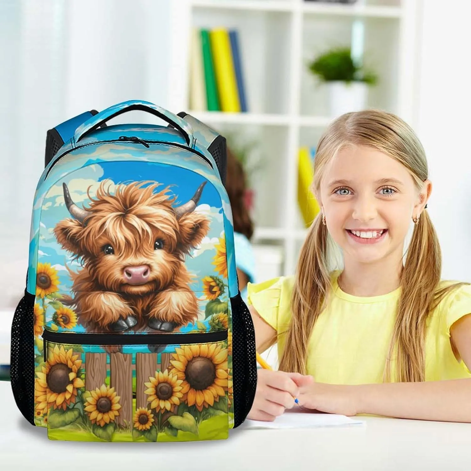 Custom Backpack for Girls, 17 Inch Cute Pig Backpacks for Women, Pink Animal Portable Bookbag for Middle High School