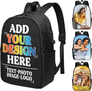 Custom Backpack Personalized Add Your Photo Text Casual Knapsack Customized Laptop Bag for Men Women Travel