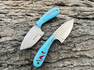 Custom Handmade Excellent Farrier Rasp Bull Cutter knives horse file steel bull cutter knife, cowboy skinner knife with pancake leather sheath (B&RED)