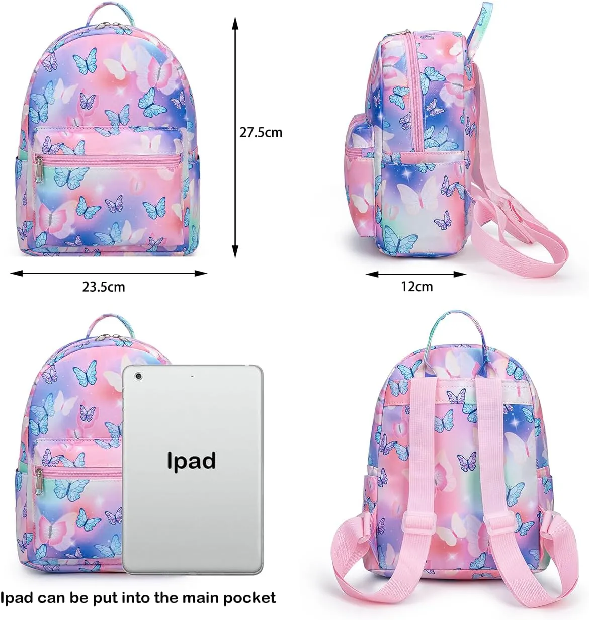 Cute 10 inch mini pack bag backpack for grils children and adult (butterfly)