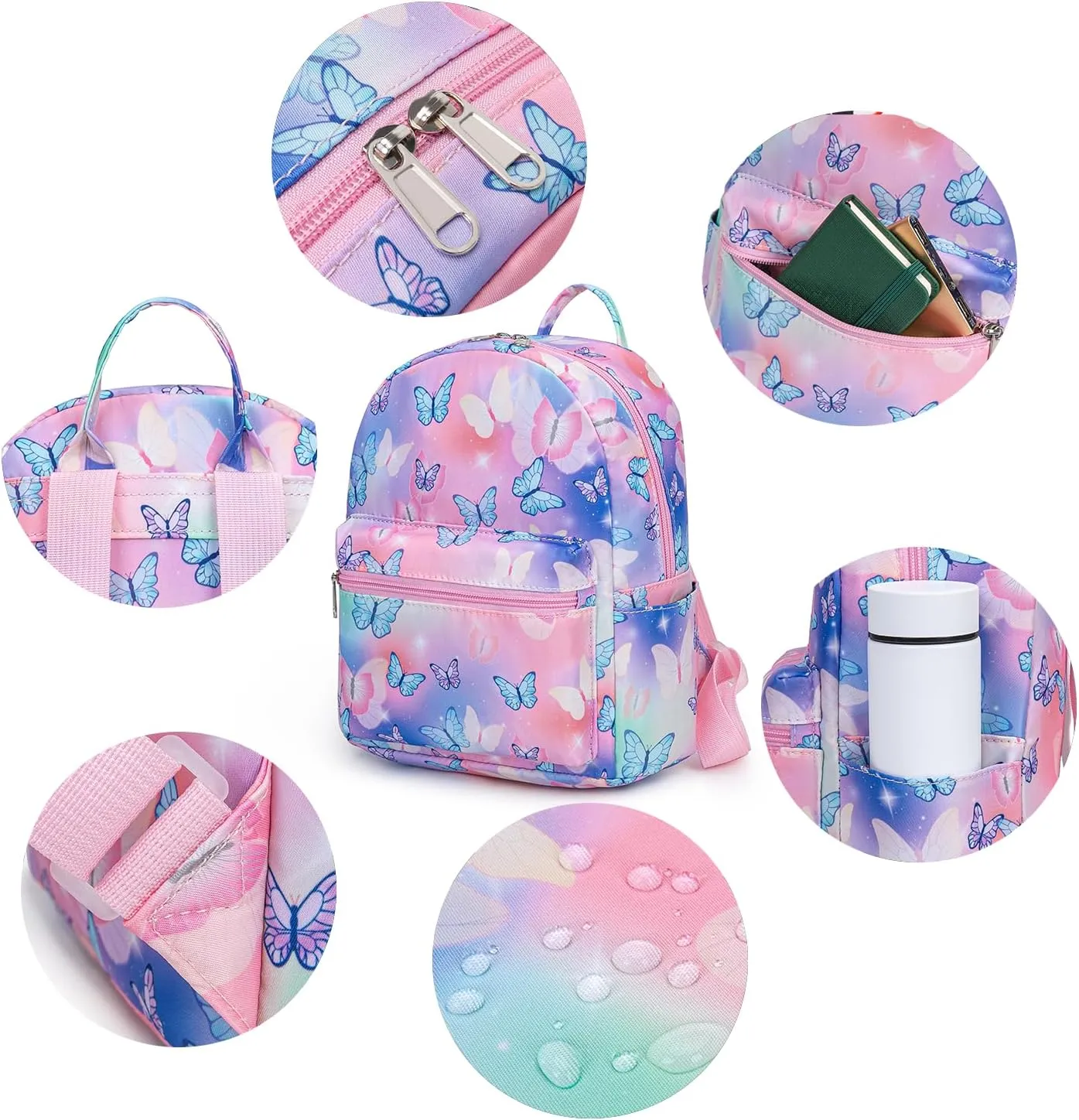 Cute 10 inch mini pack bag backpack for grils children and adult (butterfly)