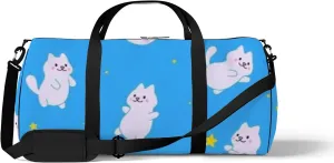 Cute Cartoon Cats Flying in Blue Sky Space Sports Bag Tote Bag Waterproof Gym Bag with Shoulder Strap Zipper 2 Side Pockets for Men and Women, Travel and Storage Shoulder Bag.