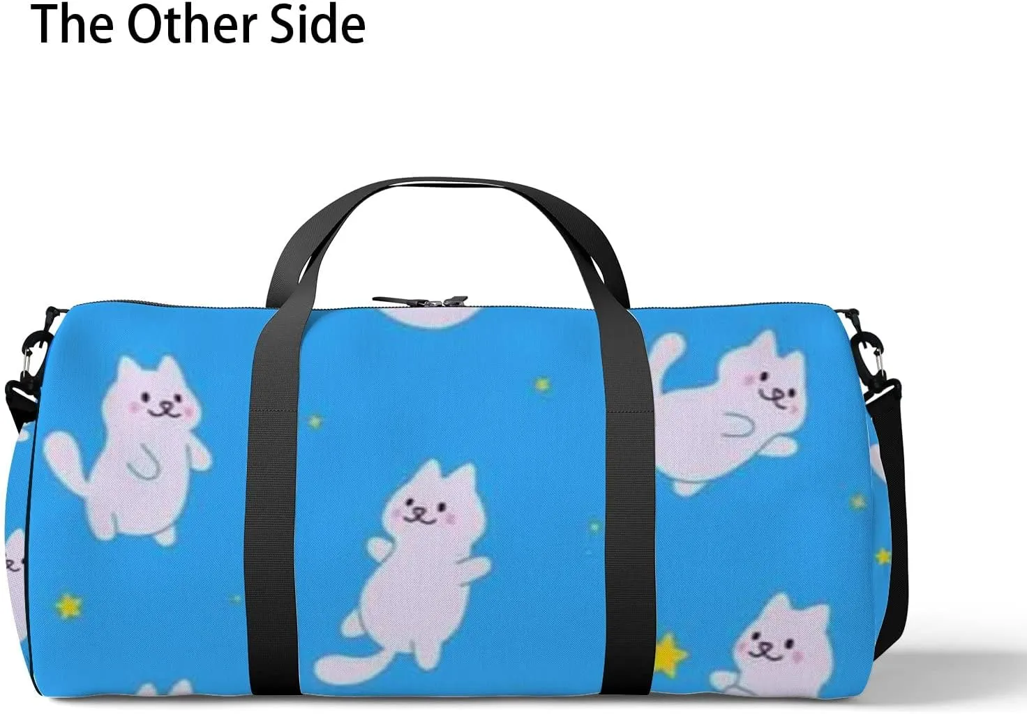 Cute Cartoon Cats Flying in Blue Sky Space Sports Bag Tote Bag Waterproof Gym Bag with Shoulder Strap Zipper 2 Side Pockets for Men and Women, Travel and Storage Shoulder Bag.