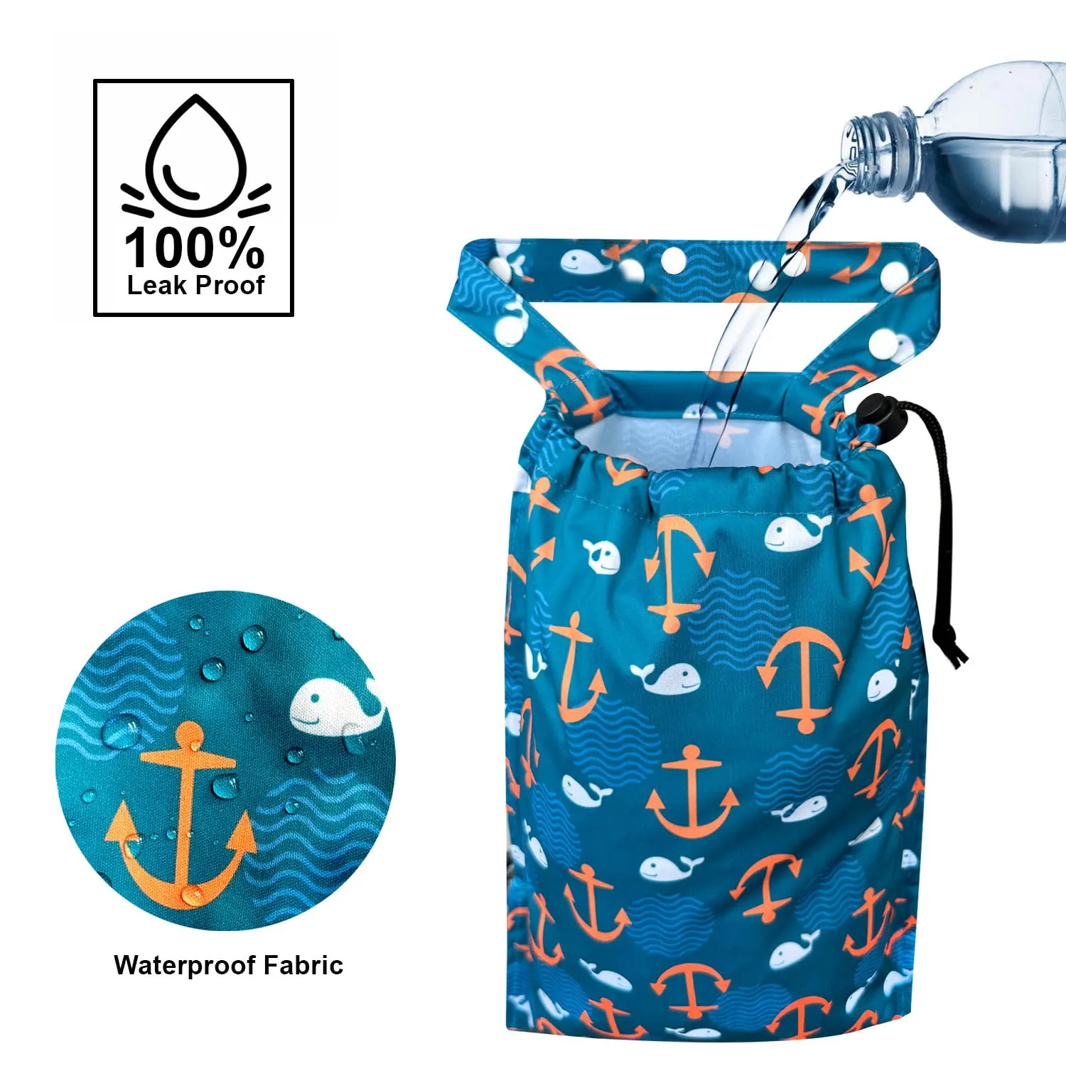 Cute Hanging Car Trash Garbage Bag 100% Leakproof Waterproof Multipurpose for Car Back Front Seat Console with Hanging Strap (Anchor and Whale)