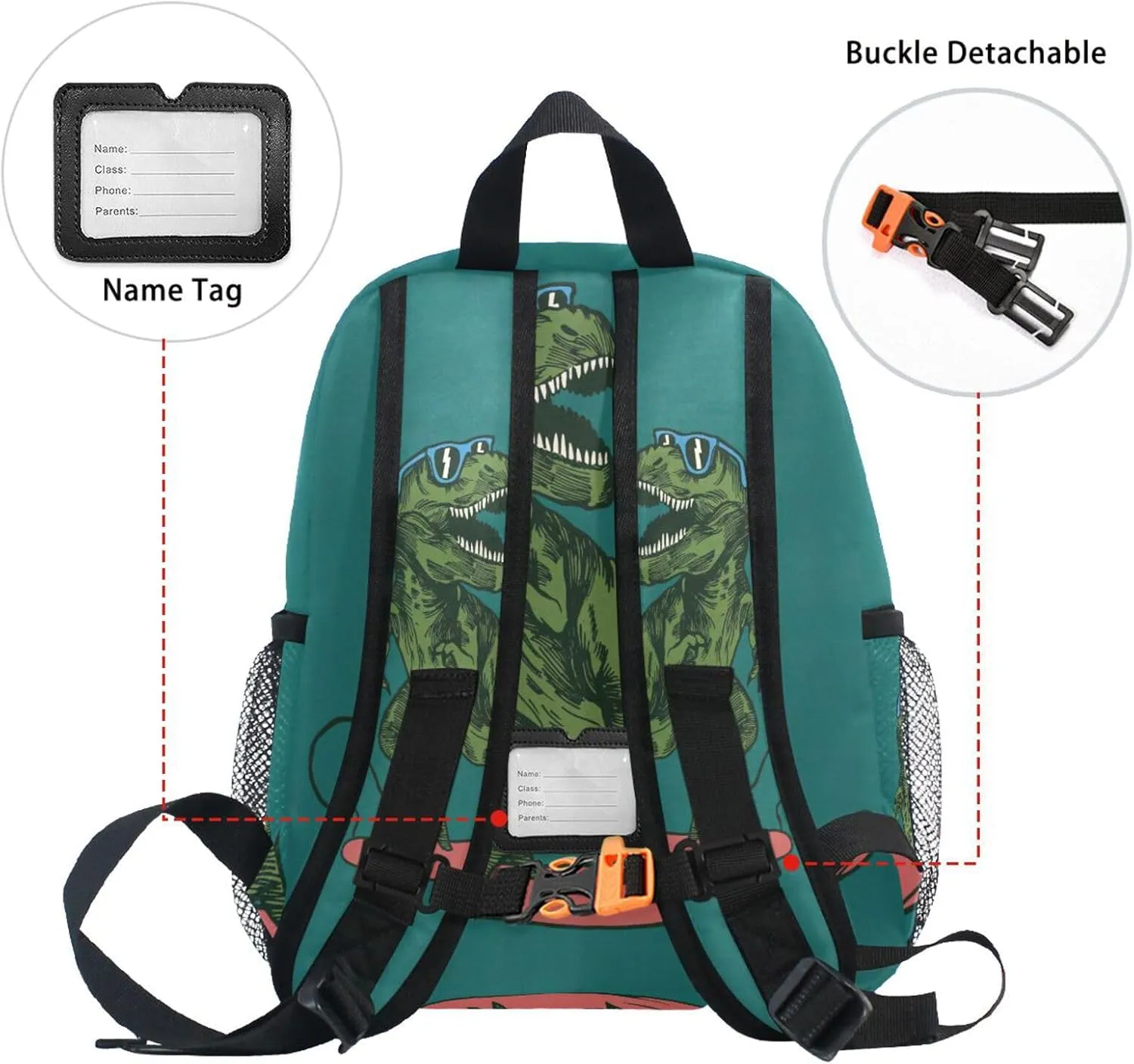 Cute Kids Back Pack Skateboard Dinosaur Todder Backpack Lightweight Preschool Kindergarten Book Bag Practical and Durable Daycare Bag for Travel,Toys