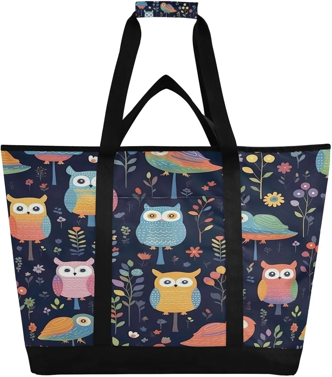 Cute Owls Reusable Insulated Lunchbox Cooler Bag, Leakproof Kitchen Grocery Bag Collapsible Portable Cooler Tote Bag for Picnic, Camping, Office, Travel