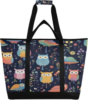Cute Owls Reusable Insulated Lunchbox Cooler Bag, Leakproof Kitchen Grocery Bag Collapsible Portable Cooler Tote Bag for Picnic, Camping, Office, Travel