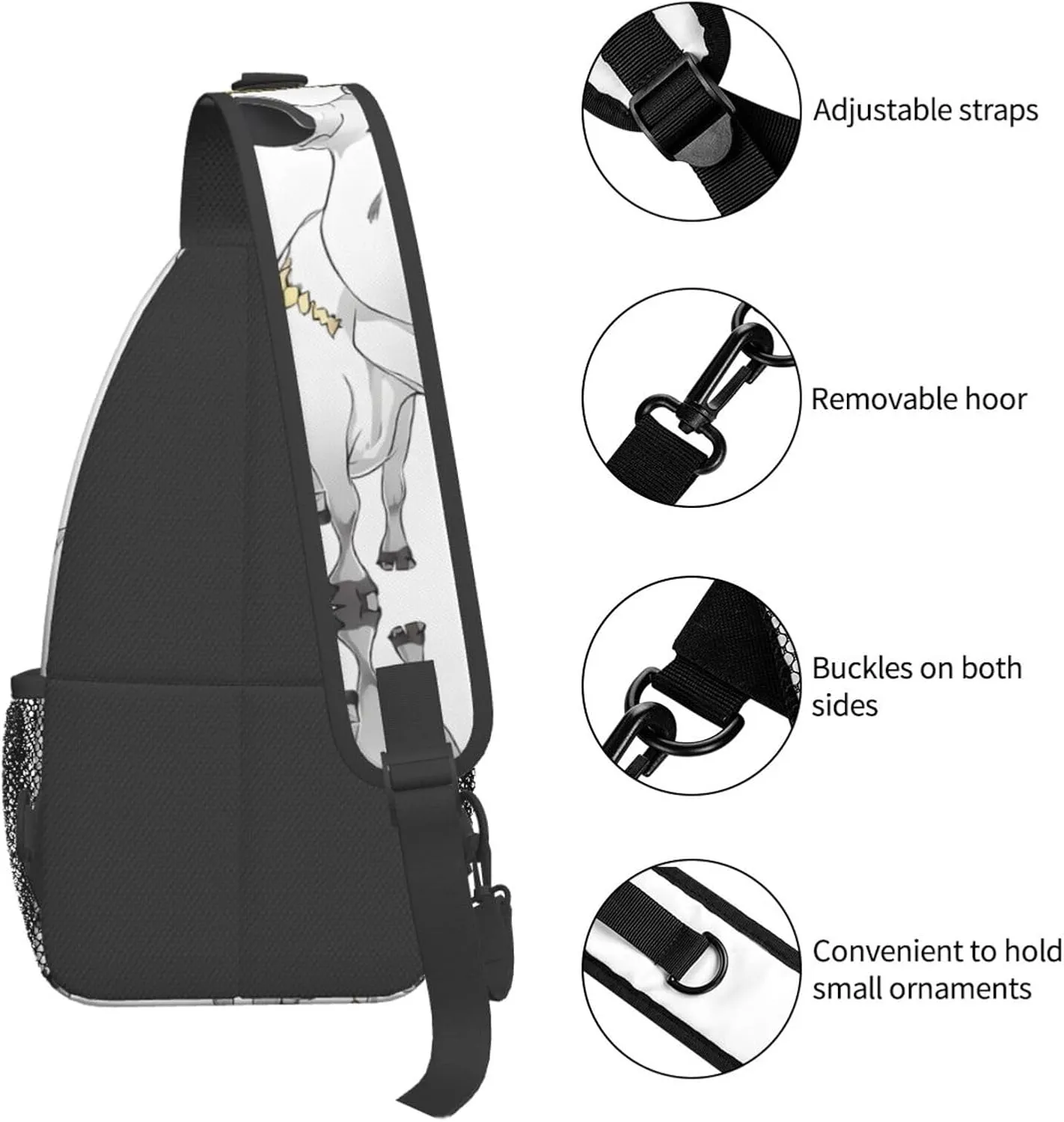 Dairy Cow Print Cross Chest Bag Diagonally Durable & Comfortable For Travel And Daily Use
