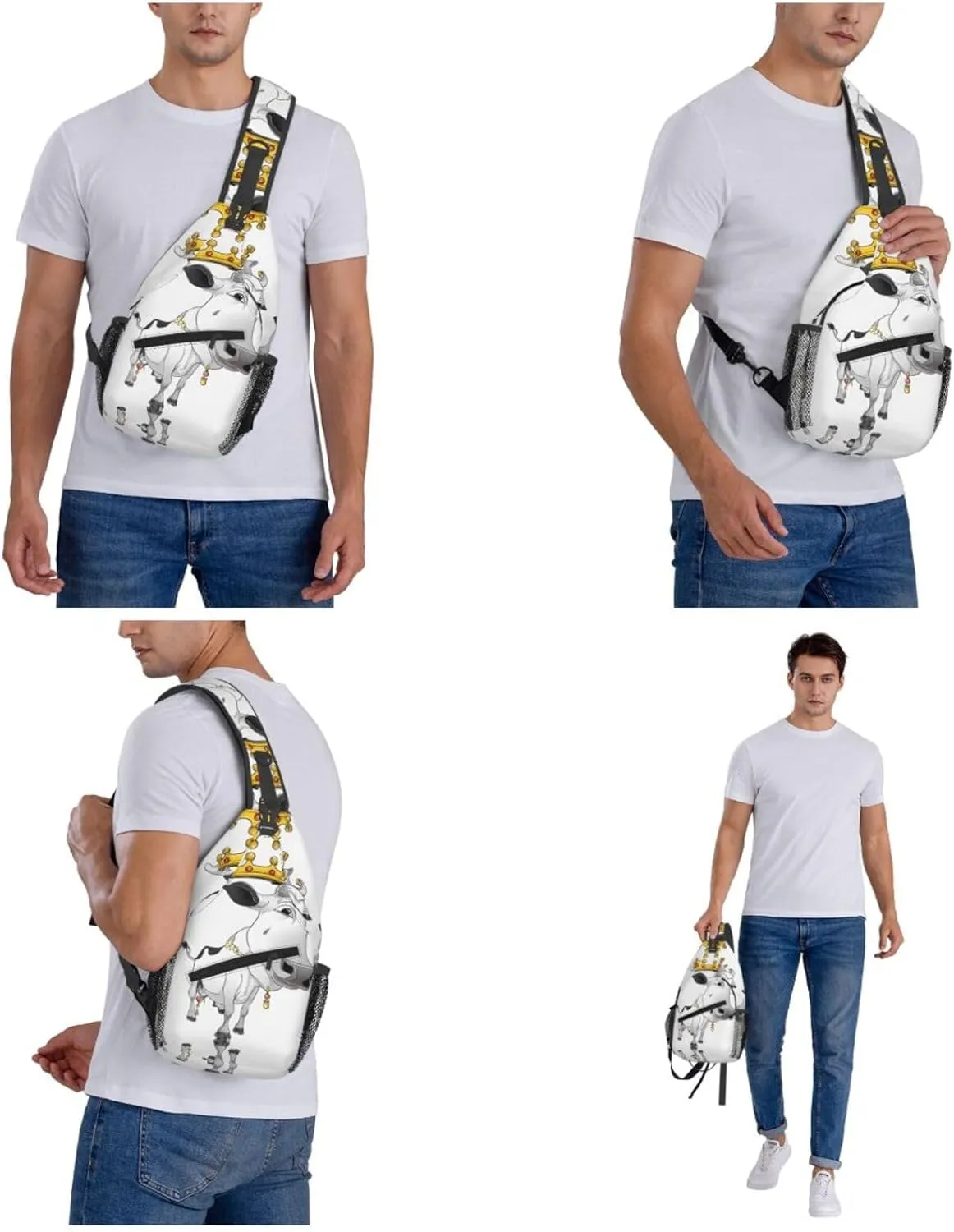 Dairy Cow Print Cross Chest Bag Diagonally Durable & Comfortable For Travel And Daily Use