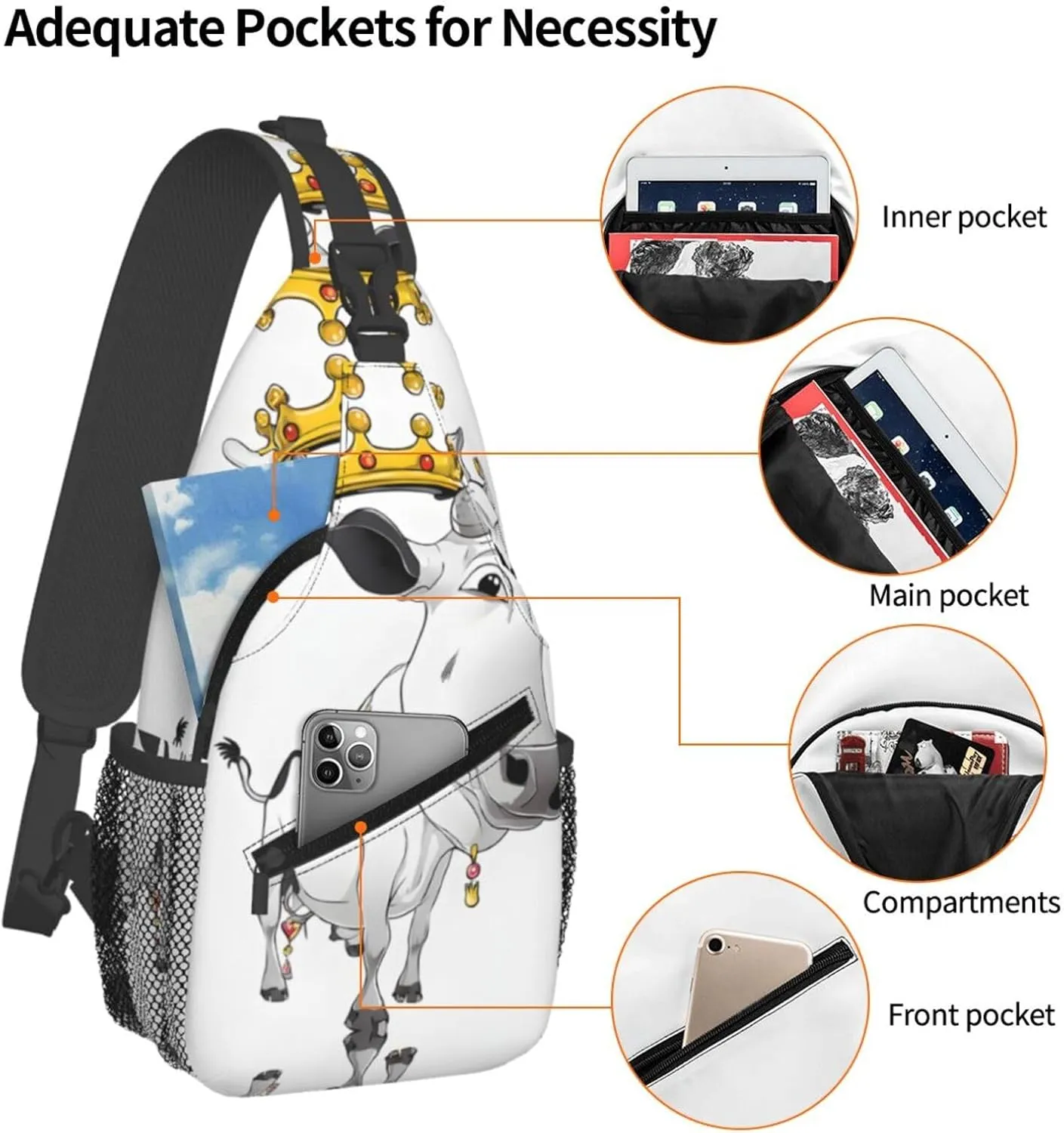 Dairy Cow Print Cross Chest Bag Diagonally Durable & Comfortable For Travel And Daily Use