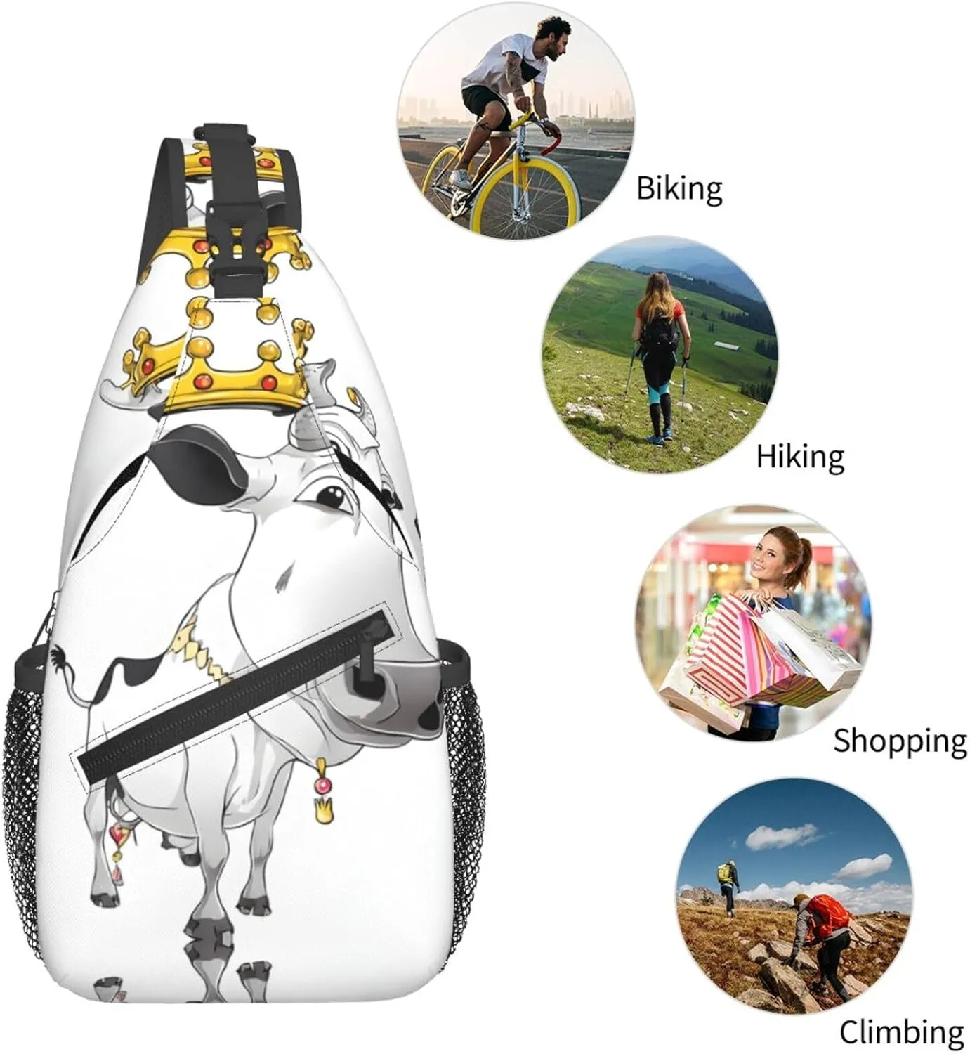 Dairy Cow Print Cross Chest Bag Diagonally Durable & Comfortable For Travel And Daily Use