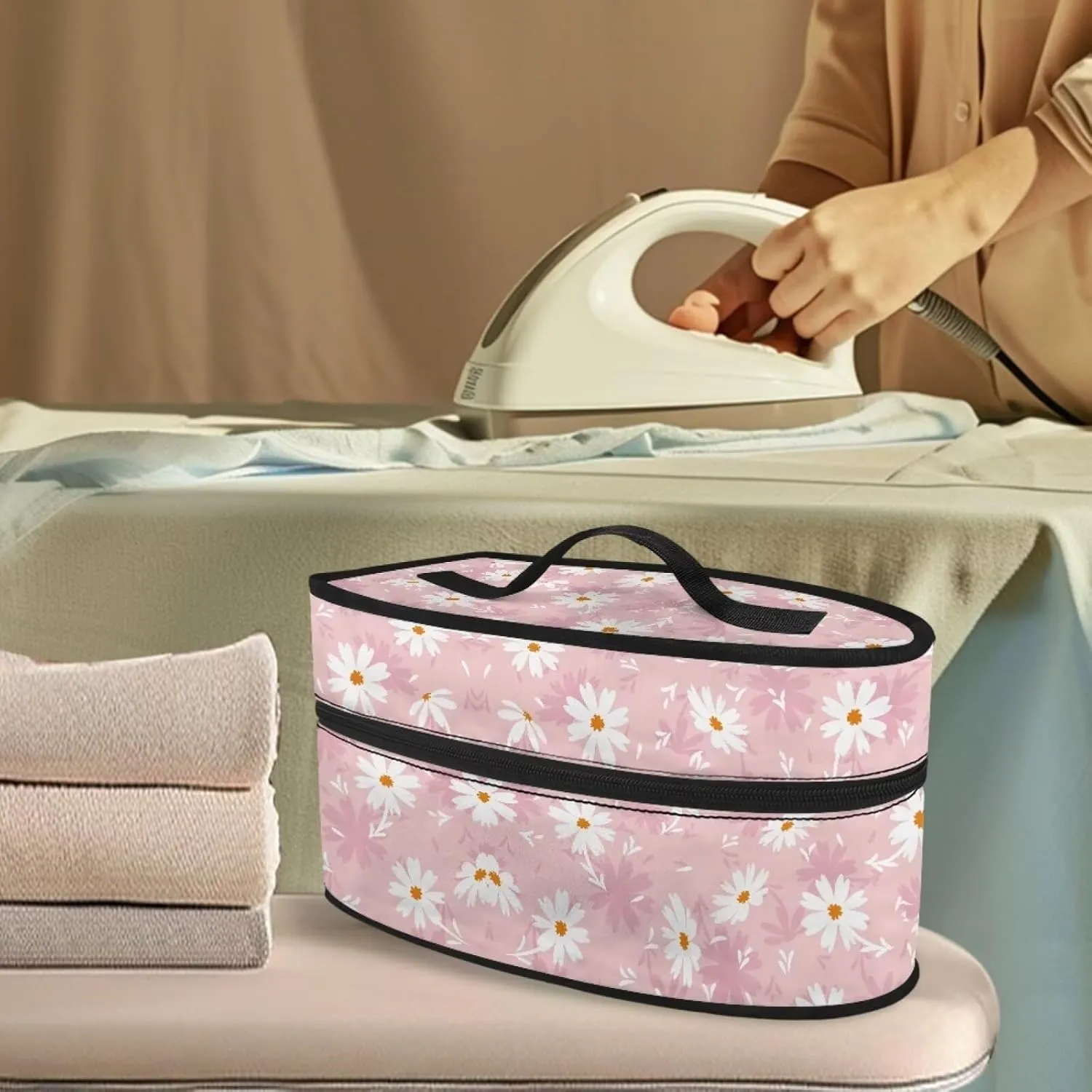 Daisy Print Steam Iron Storage Case Universal for Most Iron Wear-resistant Lightweight Steam Iron Storage Bag with Zipper Closure
