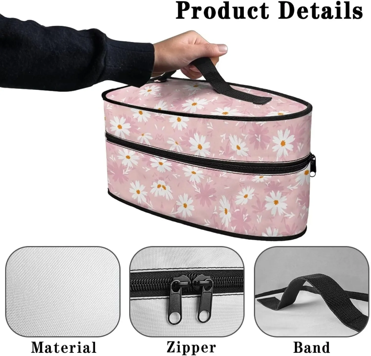 Daisy Print Steam Iron Storage Case Universal for Most Iron Wear-resistant Lightweight Steam Iron Storage Bag with Zipper Closure