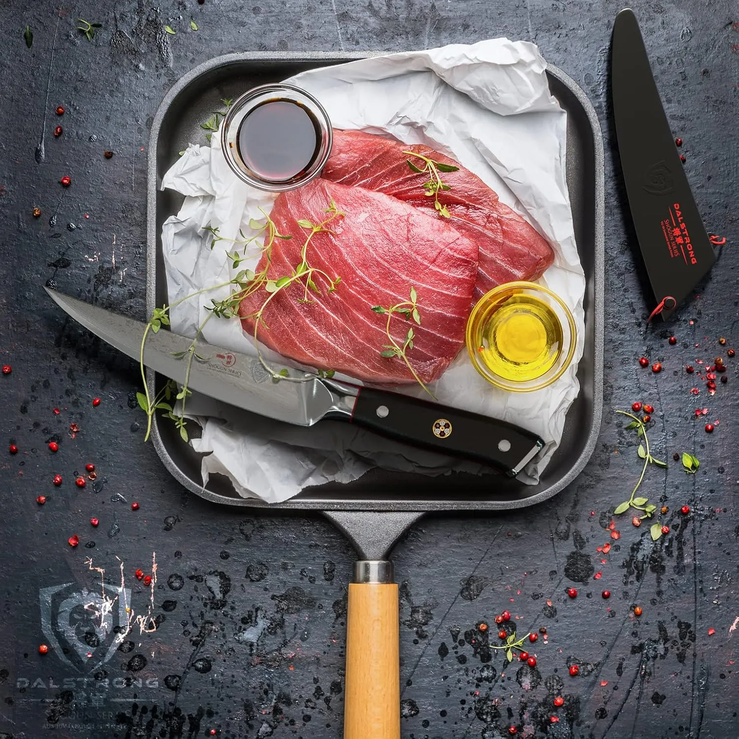 Dalstrong Fillet Knife - 6 inch - Shogun Series ELITE - Damascus - AUS-10V Japanese Super Steel - Boning Knife - Meat Cutting, Carving, Bone, Trimming, Deboning - Black G10 Handle - Sheath Included