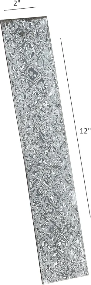 Damascus Naught & Cross Billet Bar Pattern 30x5cm Damascus Bar Handmade Bush Crafts Damascus Knife Tools Making Bar 12" - 30cm Length