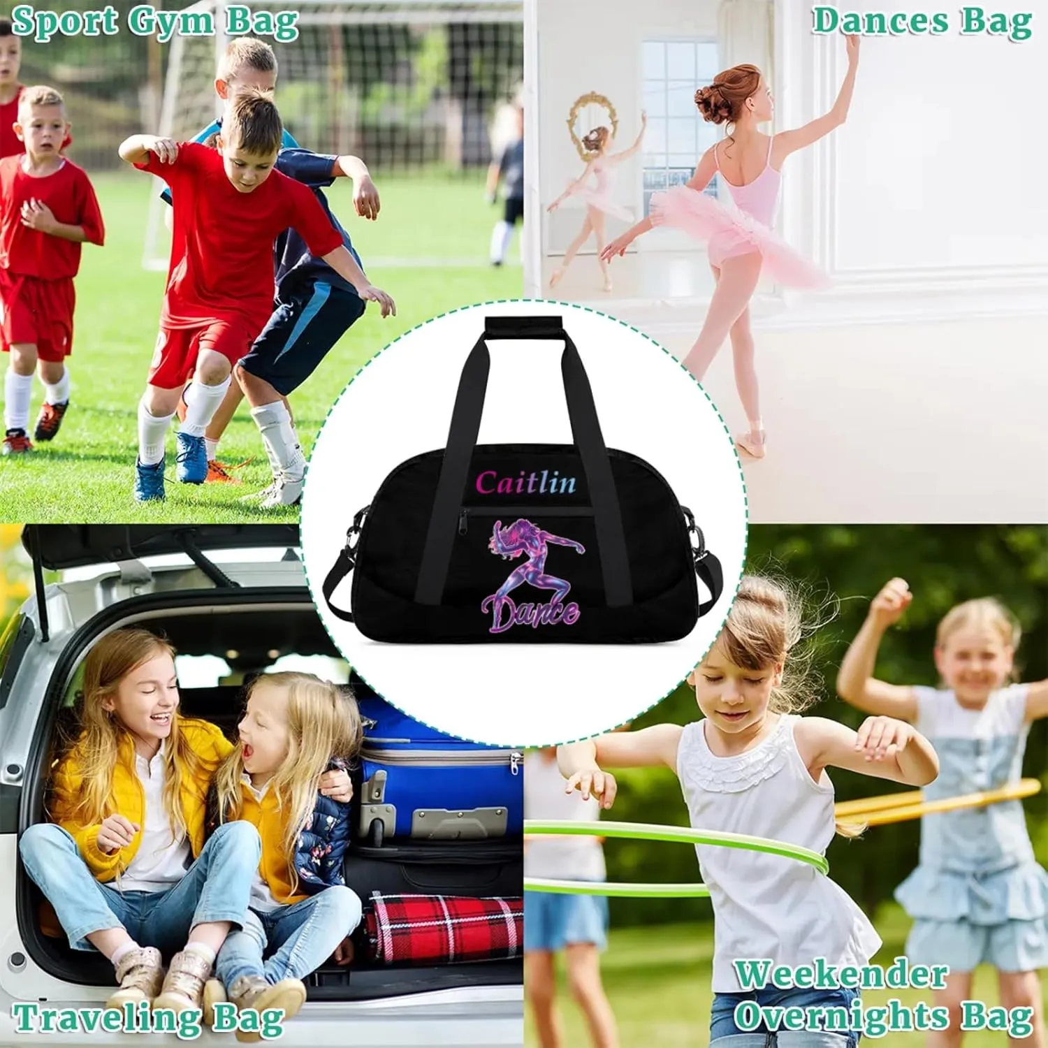Dance Duffle-Bag for Teens Girls,Custom Hip-Hop-Bag for Dancer,Carry-on Lightweight for Travel-Duffle,Overnight,Workout Neon Dance Pink