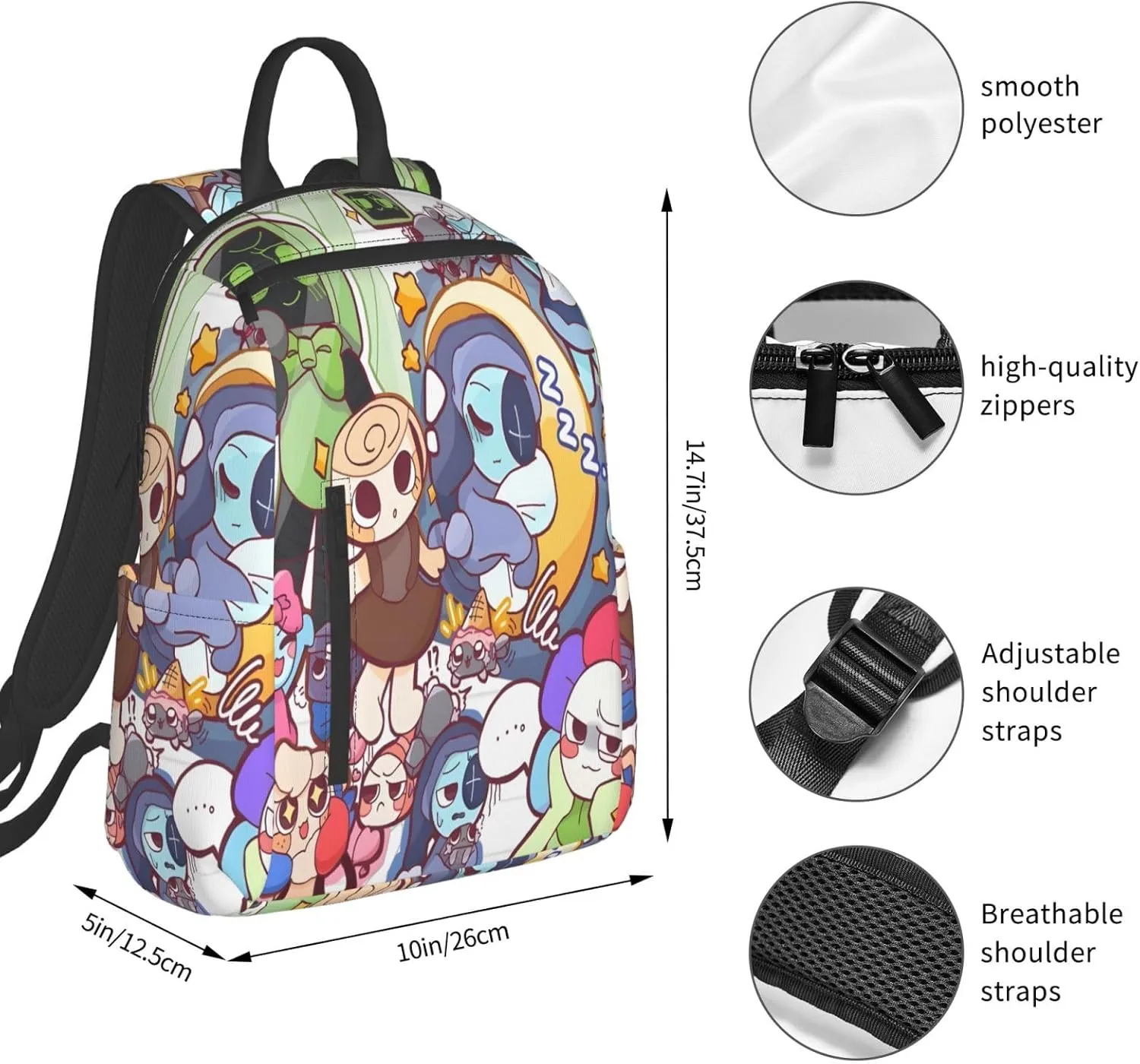 Dandys World Backpack Cartoon Print Fashion Daily Multi-Purpose Backpack Unisex 15in