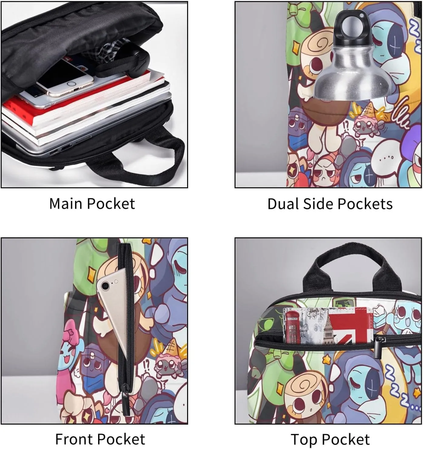 Dandys World Backpack Cartoon Print Fashion Daily Multi-Purpose Backpack Unisex 15in